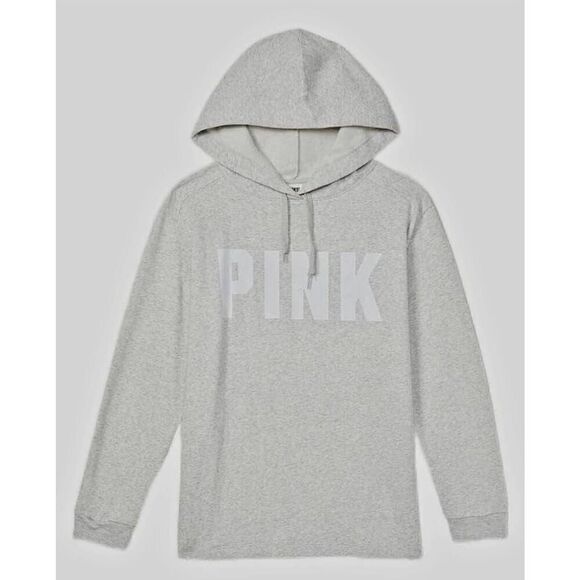 NWT VICTORIA SECRET LOGO OPEN HEM CAMPUS SWEATSHIRT - Picture 1 of 6